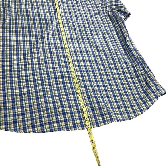 Wrangler Wrancher Pearl Snap Short Sleeve Blue Plaid Shirt Mens Size 2XT - Picture 4 of 11